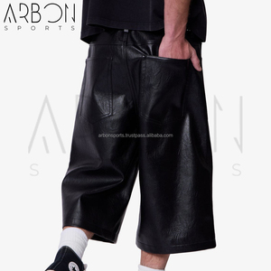 Premium Quality Loose Fit Good Selling Customized Logo Print Breathable Lightweight Durable Adult Outer Wear Leather Shorts - Product Image 6
