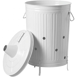 Modern Style Galvanized Metal Garden Incinerator Can For Home & Yard Waste Disposal Outdoor Burning <b>Bin</b> With <b>Lid</b> Handles - Product Image 2