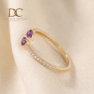 Anillo de Oro Sólido de 9k con Diamante Cultivado en Laboratorio y Alejandrita Cultivada en Laboratorio, Elegante y Fino, de Dhruvansh Creations, Certificado por IGI, Personalizado para Mujer - Product Image 5