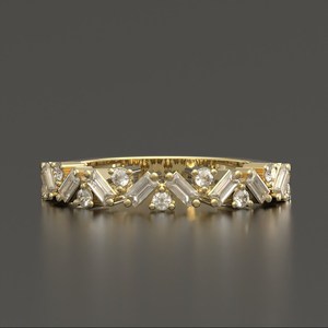 Elegante anillo de boda de diamantes, anillo de boda de oro macizo con moissanita para mujer, banda a juego, anillo de media eternidad, banda de moissanita, R - Product Image 1