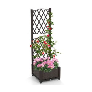 Jardinière surélevée avec treillis pour plantes grimpantes, grand pot carré d'intérieur pour murs et utilisation suspendue - Product Image 3