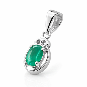 Colgante Minimalista Cristiano de Plata de Ley 925 con Ónix Verde Natural, Bañado en Rodio, Ovalado, Regalo de Piedra de Nacimiento de Mayo - Product Image 2