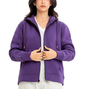 เสื้อฮู้ดมีซิปแขนยาวสำหรับผู้หญิงเสื้อฮู้ดซิปสีตัดกันทรงหลวมลำลองสำหรับฤดูหนาว - Product Image 1