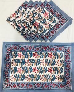 Set de 6 dessous-de-plat modernes en coton imprimés à la main, lavables en machine, pour la table à manger - Product Image 1