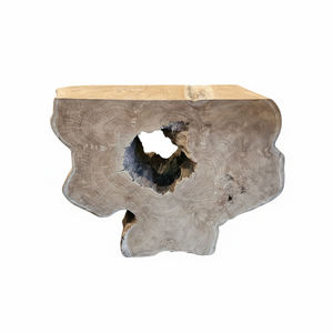 Table console durable en bois de teck recyclé sculpté à la main, design abstrait éco-responsable, best-seller pour couloir - Product Image 1