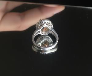 แหวนค็อกเทลเพชรทรงรีชุบโรเดียมเงินแท้ 925 ประดับด้วยซิทรินธรรมชาติ หินประจำเดือนเกิดเดือนพฤศจิกายน หรูหรา เหมาะสำหรับงานปาร์ตี้ งานหมั้น และงานแต่งงาน - Product Image 5