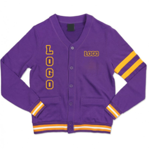 Suéter Cárdigan Universitario para Hombre y Mujer, Color Morado, Cárdigan de Punto para Hombre, Manga Larga, Cierre de Botones, Material Acrílico, Ropa de Otoño - Product Image 1
