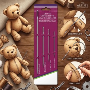 Agujas para Muñecas ND0049B |   Kit de Agujas para Tapicería Artiste Deluxe, 4 Tamaños, Acero Cromado, para Coser Osos de Peluche - Product Image 1