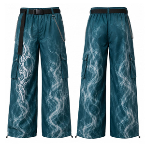 Pantalon large streetwear pour homme, taille mi-haute, coupe ample, style denim écologique, séchage rapide, respirant, pour printemps et été - Product Image 4