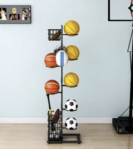 Estante Organizador de 4 Niveles para Balones Deportivos, Soporte de Piso para Baloncesto, Fútbol, Bádminton - Product Image 3