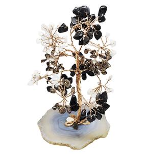 Agate naturelle noire et blanche 500 perles arbre avec base de sous-verre en agate grise Agate arbres pour cadeau acheter en gros à partir de cristaux Amayra - Product Image 1