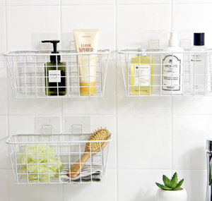 Living Room Punch-Free Wrought Iron Hanging <b>Basket</b> <b>Wall</b> Mounted Modern Multifunction <b>Storage</b> Rack - Product Image 2