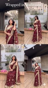 new silk embroidery work <b>saree</b> with lace border festival special <b>saree</b> - Product Image 3