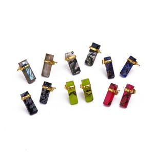 Pendientes de Barra Rectangular de Piedras Preciosas Naturales, Chapados en Oro, Hechos a Mano, Modernos, Minimalistas, Geométricos, para Mujer - Product Image 1