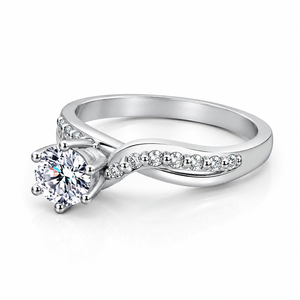 Bague de mariage élégante en argent sterling 925 avec diamant moissanite taille brillant rond et couronne de princesse, bague de mariée tendance - Product Image 4