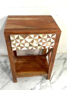 Mesa Auxiliar de Alta Calidad con Incrustaciones de Hueso, Hecha a Mano, con Cajón de Almacenamiento, Disponible al Mejor Precio - Product Image 6