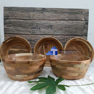 Ensemble de bols en teck faits à la main, design minimaliste, résistants à la chaleur, compatibles lave-vaisselle, pour servir les aliments, offrir en cadeau, fabriqués au Vietnam - Product Image 3