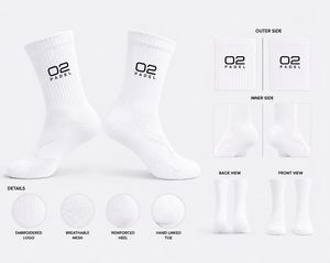 Chaussettes blanches personnalisées avec logo, respirantes, en tricot, avec logo sur le revers, en spandex, séchage rapide pour l'été, pour adultes, course et entraînement - Product Image 1