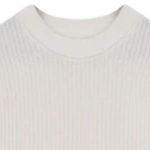 Suéter de punto acanalado de algodón suave con lavado pesado, cuello redondo, manga larga, estilo minimalista casual para hombre, ajuste cómodo, estilo premium. - Product Image 4