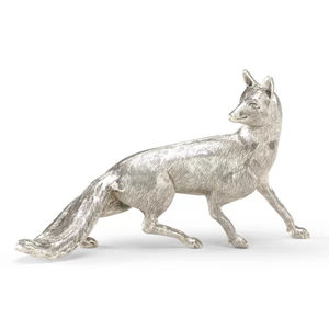 Escultura de zorro plateado hecha a mano en aluminio, estatua artística para habitación de invitados, decoración de lujo para el hogar, adorno para sala de estar, artículo de regalo. - Product Image 1