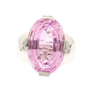 Anillo de Cóctel con Diamante Ovalado Rosa, Aleación Chapada en Plata 925, Certificado IGI, Joyería Clásica de Compromiso, Piedra de Nacimiento de Mayo - Product Image 1