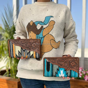 Cartera de Mano de Cuero Acolchado Azteca para Mujer, Cartera de Múltiples Pliegues, Cartera Acolchada Azteca Única, Novedad - Product Image 4