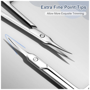 Ciseaux à cuticules, ciseaux à ongles extra fins et courbés pour sourcils, cils, manucure et pédicure, utilisables pour hommes et femmes - Product Image 3