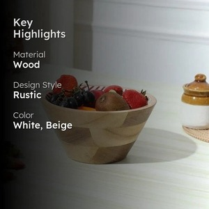 Tazón de Madera Natural Hecho a Mano con Interior Rayado, Ecológico y Duradero, Diseño Contemporáneo para Servir Fruta, Decoración del Hogar - Product Image 2