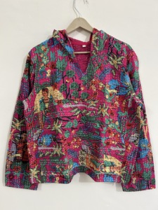 Sudadera con Capucha Kantha Estilo Bohemio, Hecha a Mano, Talla Grande - Product Image 4