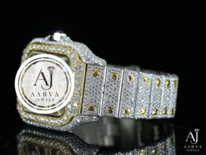 Reloj Mecánico de Esfera Cuadrada, Dos Tonos, Dorado y Plateado, Bisel con Diamantes de Imitación, Reloj de Pulsera para Hombre - Product Image 3