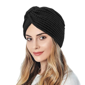 Autumn and Winter Knitted Cross Twisted Hat Ethnic Headscarf Hat Women Ladies Headscarf <b>Bonnet</b> suitable for outdoor use Warm - Product Image 2