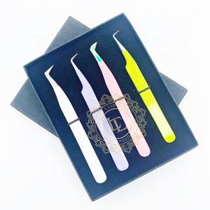 ที่หนีบขนตาสแตนเลสแบบมืออาชีพที่ติดเพชรที่ต่อขนตาสีรุ้งเคลือบผงได้หลายจุดฉลากตามต้องการ - Product Image 4