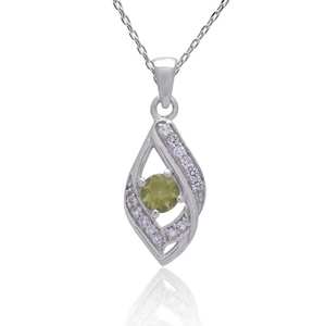 Colgante de Plata de Ley 925 con Peridoto Hecho a Mano, Colgante de Piedra de Nacimiento de Agosto, Joyería con Piedras Preciosas, Regalo Elegante - Product Image 5