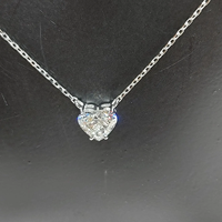 Collier pendentif en forme de cœur plaqué rhodium, argent 925, serti griffes, style hip-hop, unisexe, pour soirée