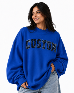 Sudadera Oversize Personalizada para Mujer con Cuello Alto Simulado, de Algodón Afelpado, Hombros Caídos, Manga Larga - Proveedor de Fábrica - Product Image 1