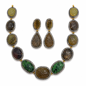 Juego de Collar de Lujo en Plata 925 Chapado en Oro con Kundan Verde y Polki para Mujer, Regalo de Boda, Joyería Tradicional - Product Image 5
