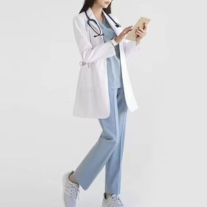 Blouse de laboratoire blanche tissée pour femmes, en coton et polyester, uniforme d'hôpital, blouse médicale, 3 poches, fermeture à boutons-pression, service OEM - Product Image 5