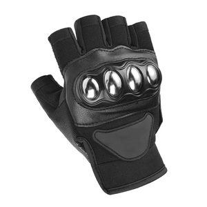 Hot Selling Men's Leather Winter Custom Printed Waterproof Breathable <b>Fingerless</b> Motorcycle Biker <b>Gloves</b> for Work Exercise Auto - Product Image 2
