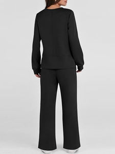 Conjuntos de 2 piezas informales de otoño para mujer, conjuntos de chándal de pierna ancha, conjuntos a juego para otoño - Product Image 5