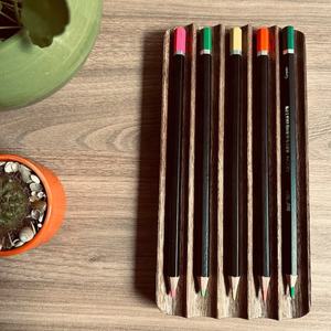 Bandeja de 5 bolígrafos de nogal, regalos de agradecimiento para profesores, bandeja de bolígrafo de madera, Ágata para escritorio, Portalápices para escritorio, organizador de cajón de escritorio único - Product Image 2