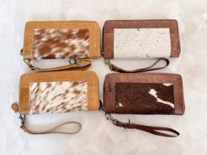 Portefeuille occidental en fourrure de vache pour femmes cheveux sur peau de vache sac à main en cuir de vachette pochette carte coque de téléphone Collection élégante pochette femmes - Product Image 6