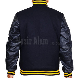 Blouson Letterman Homme en Cuir Véritable avec Manches en Cuir et Corps en Laine – Veste Décontractée Moderne - Product Image 6