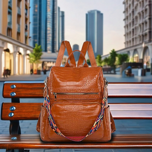 Mochila de Cuero Amarilla de Moda para Mujer, Precio de Fábrica al por Mayor, Gran Capacidad, para Computadora Portátil - Product Image 3