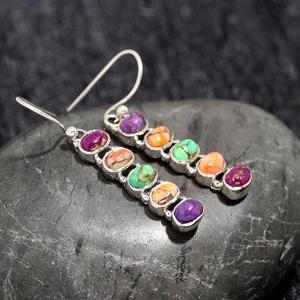 Pendientes Colgantes de Plata de Ley 925 Hechos a Mano con Turquesa, Joyería Fina Clásica, Venta al Por Mayor - Product Image 2