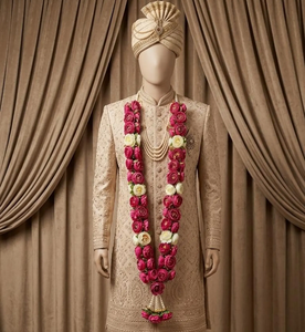 Pink Ivory <b>Rose</b> Artificial Flower Varmala Handmade Bridal Jaimala Wedding <b>Garland</b> Mala for Traditional Indian Wedding Ceremony - Product Image 2