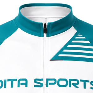 Maillot de Ciclismo Blanco y Verde Azulado de Manga Corta con Cremallera Completa, Secado Rápido, Transpirable, para Ciclismo de Carretera y Deportes de Alto Rendimiento - Product Image 5