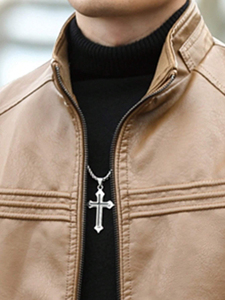 Blouson en cuir décontracté pour homme, col à boutons-pression, fermeture éclair intégrale, vêtement d'extérieur moderne, toucher doux, vente en gros directe usine - Product Image 6