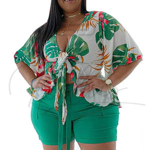 Ensembles assortis été 2026 – Ensemble 2 pièces grande taille pour femme – Vêtements féminins – Ensemble court 2 pièces - Product Image 1