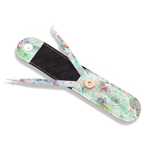 OEM Anti-Static Stainless Steel Eyelash Extension Tweezers Pointed High-Durable Private-Label Beauty <b>Tool</b> <b>Leather</b> <b>Pouch</b> Flat - Product Image 2