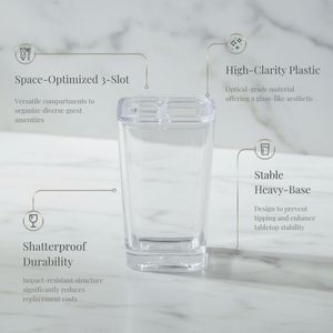 [Holar] Portacepillos de Dientes Acrílico de Alta Calidad, Resistente a Roturas, con 3 Ranuras, Hecho en Taiwán, para Hostelería - Product Image 3